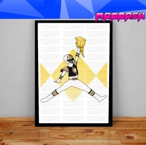 Custom Air Jordan Power Rangers Poster White Ranger Wall Decor Print Poster